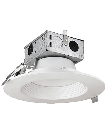 10 Watt LED 4 Inch Round Baffle J-Box Downlight Fixture, 630 Lumens